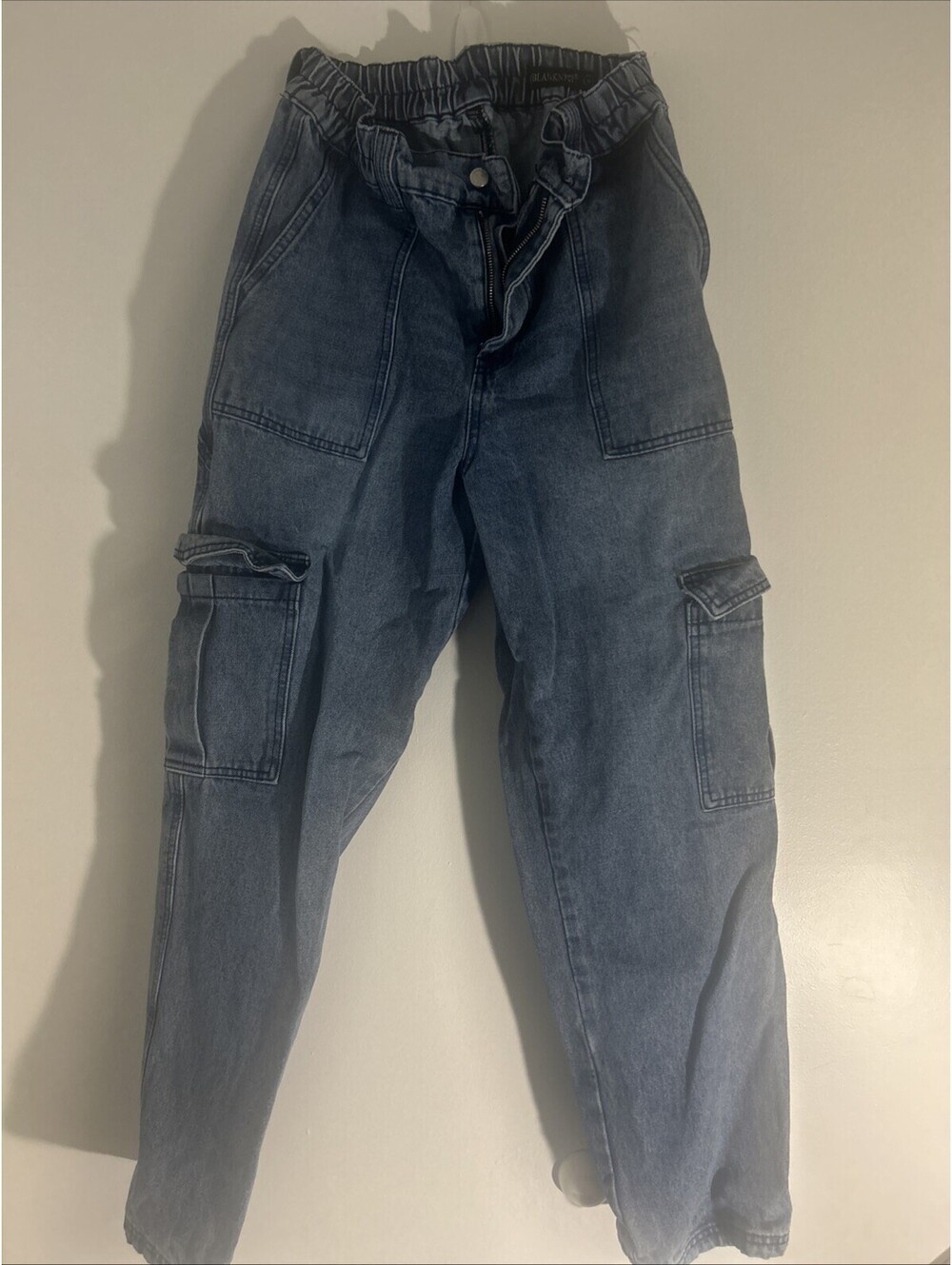 BlankNYC Cargo Jeans Elastic High Waist Wide Leg Size Medium M